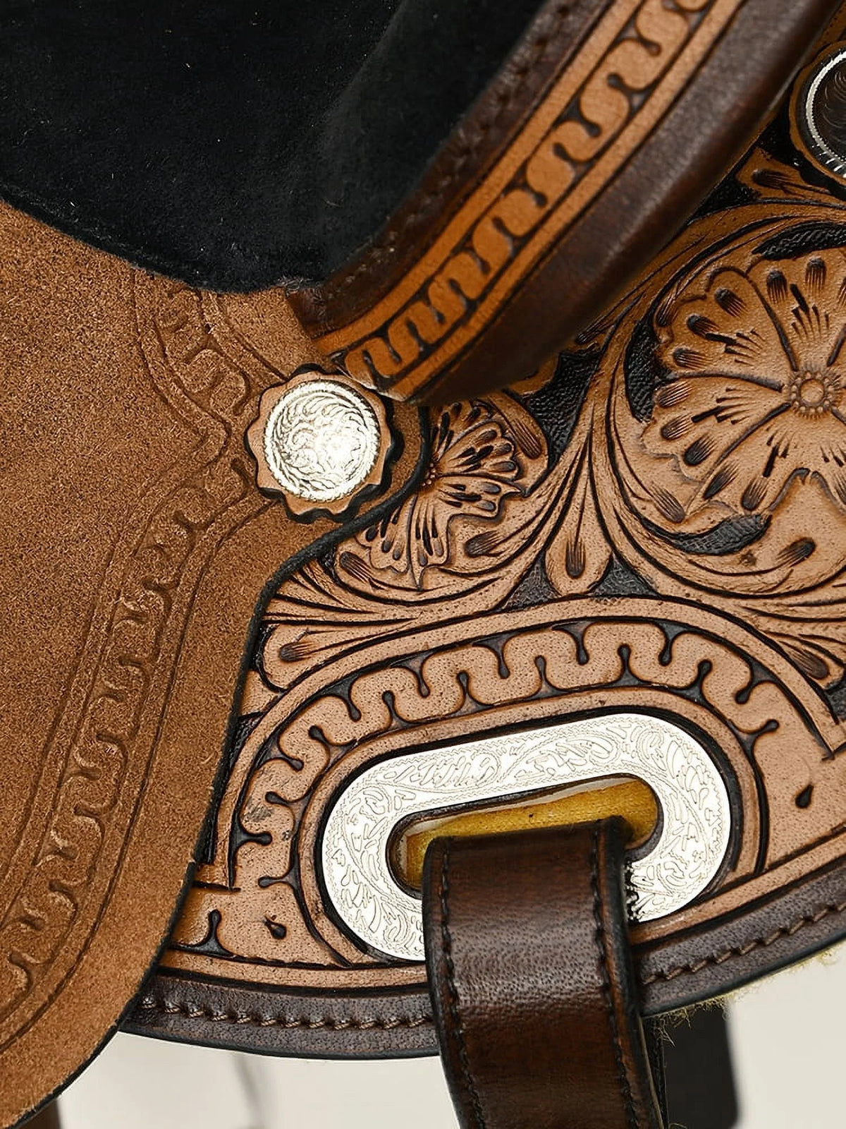 Dark Brown Leather Saddle Set with Reins A130
