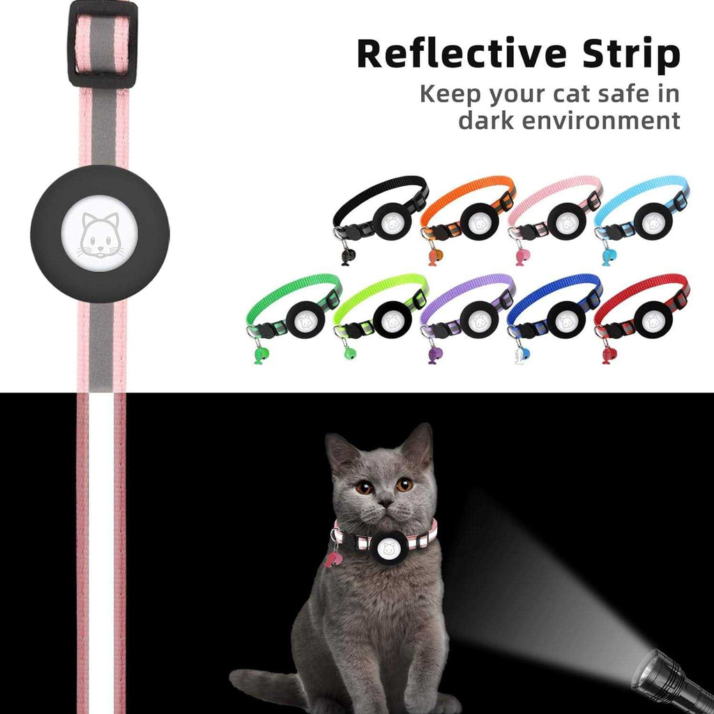 Airtag Cat Collar with Bell and Safety Buckle M1469