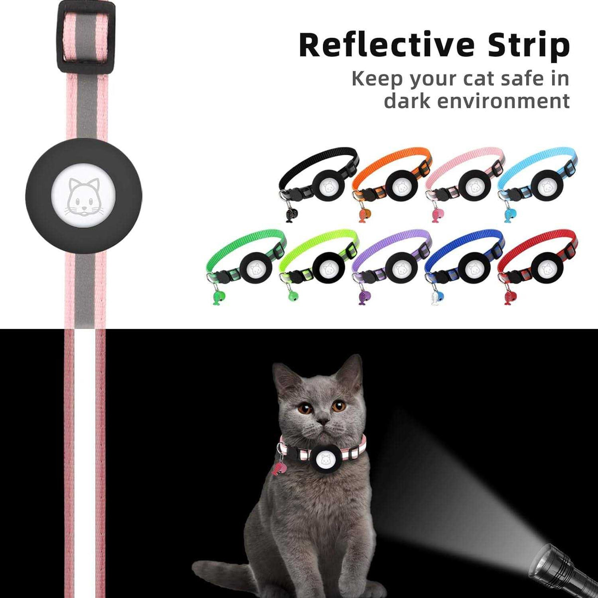 Airtag Cat Collar with Bell and Safety Buckle M1469