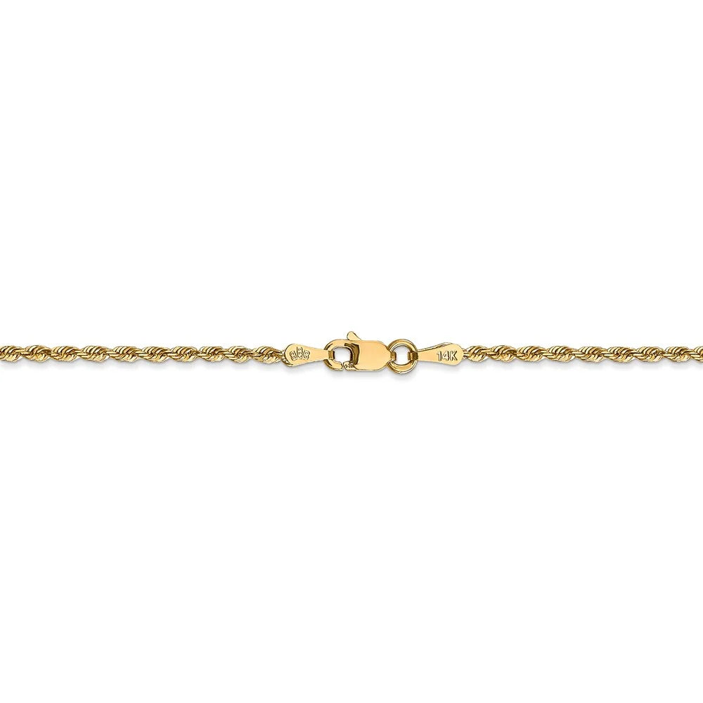 14kt Yellow Gold Diamond Cut Rope Chain, 30 inch, Lobster Clasp V3967