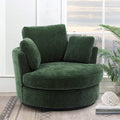 Green Chenille Oversized Swivel Barrel Chair M107561