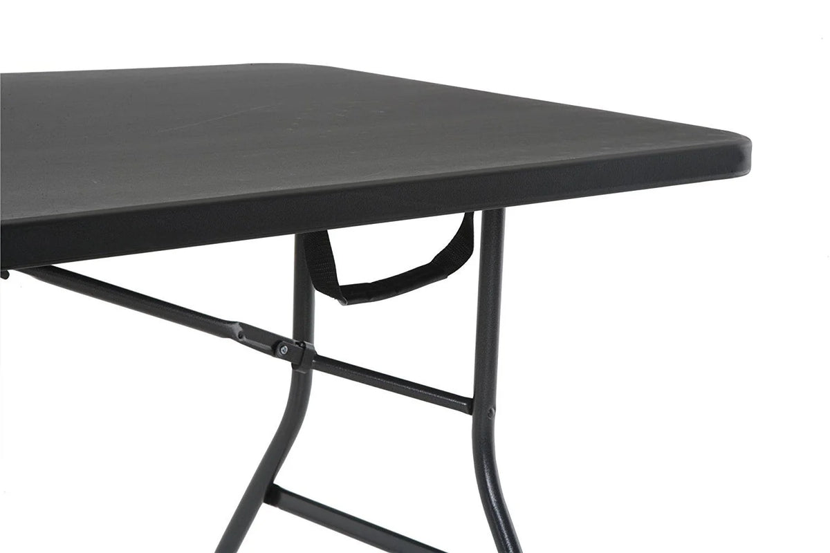 Black 6 Foot x 30 Inch Fold-in-Half Folding Table Q664798