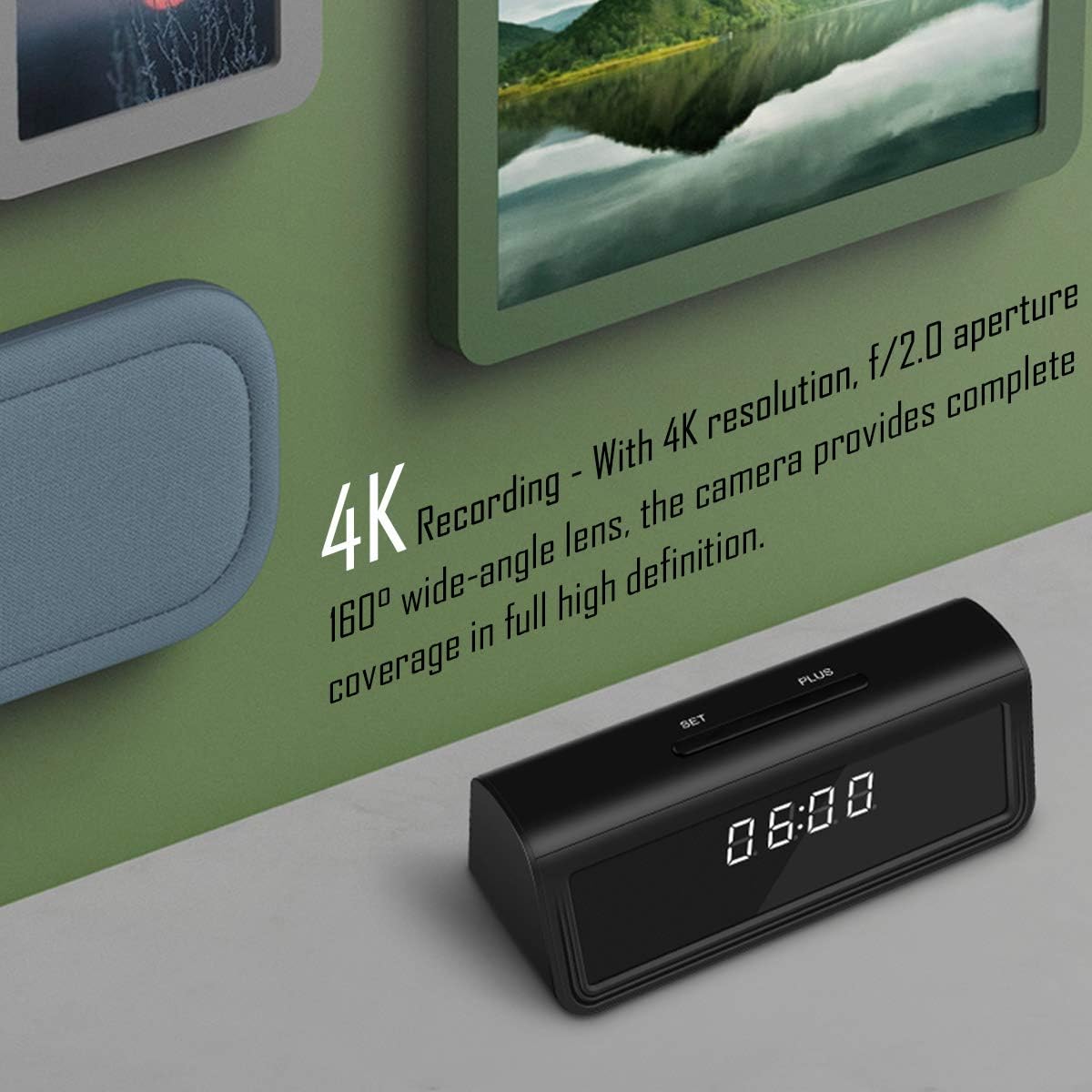 4K Hidden WiFi Clock Camera with Night Vision O763303