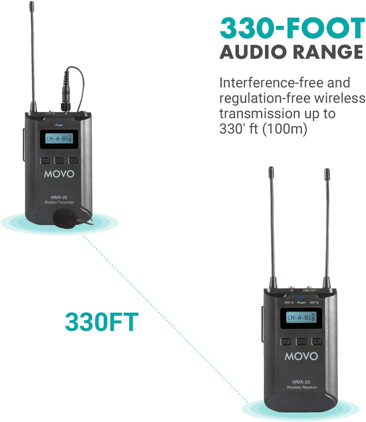 48-Channel UHF Wireless Lavalier Microphone System with 1 Receiver, 1 Transmitter, and 1 Lapel Microphone M57708