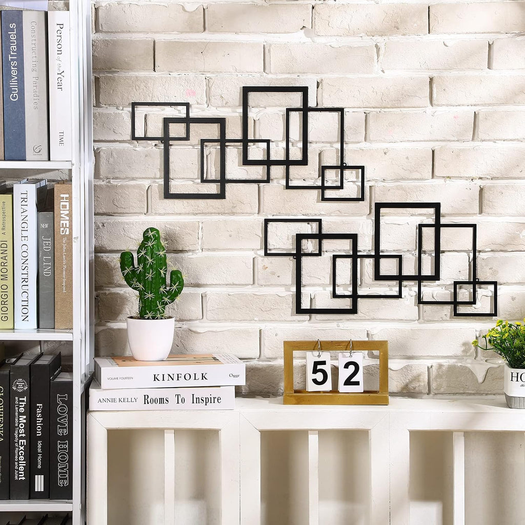 2 Pcs Black Metal Wall Art B8235