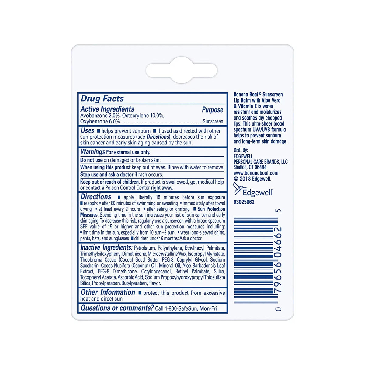 Aloe Vera Sunscreen Lip Balm SPF 45 .15 oz H80558