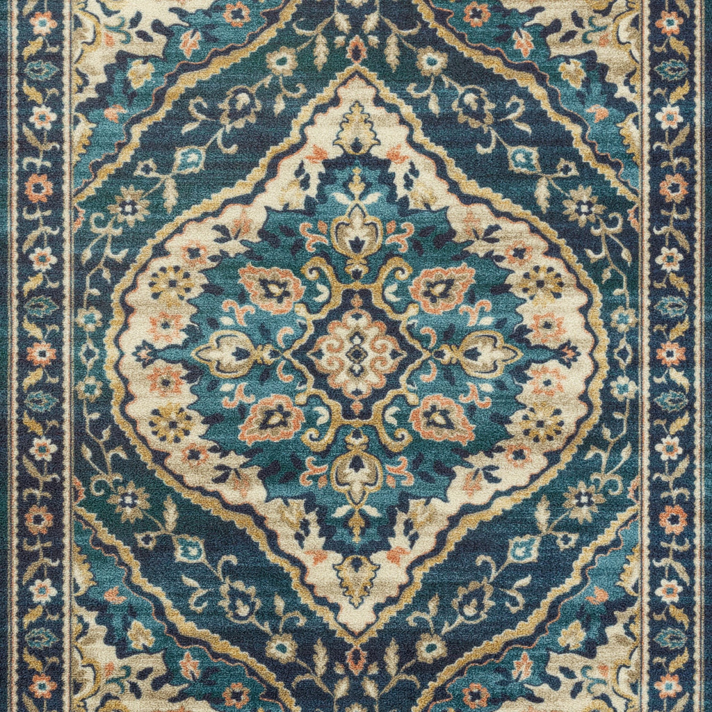 Teal Blue Print Indoor Area Rug, 7' x 10' G78795