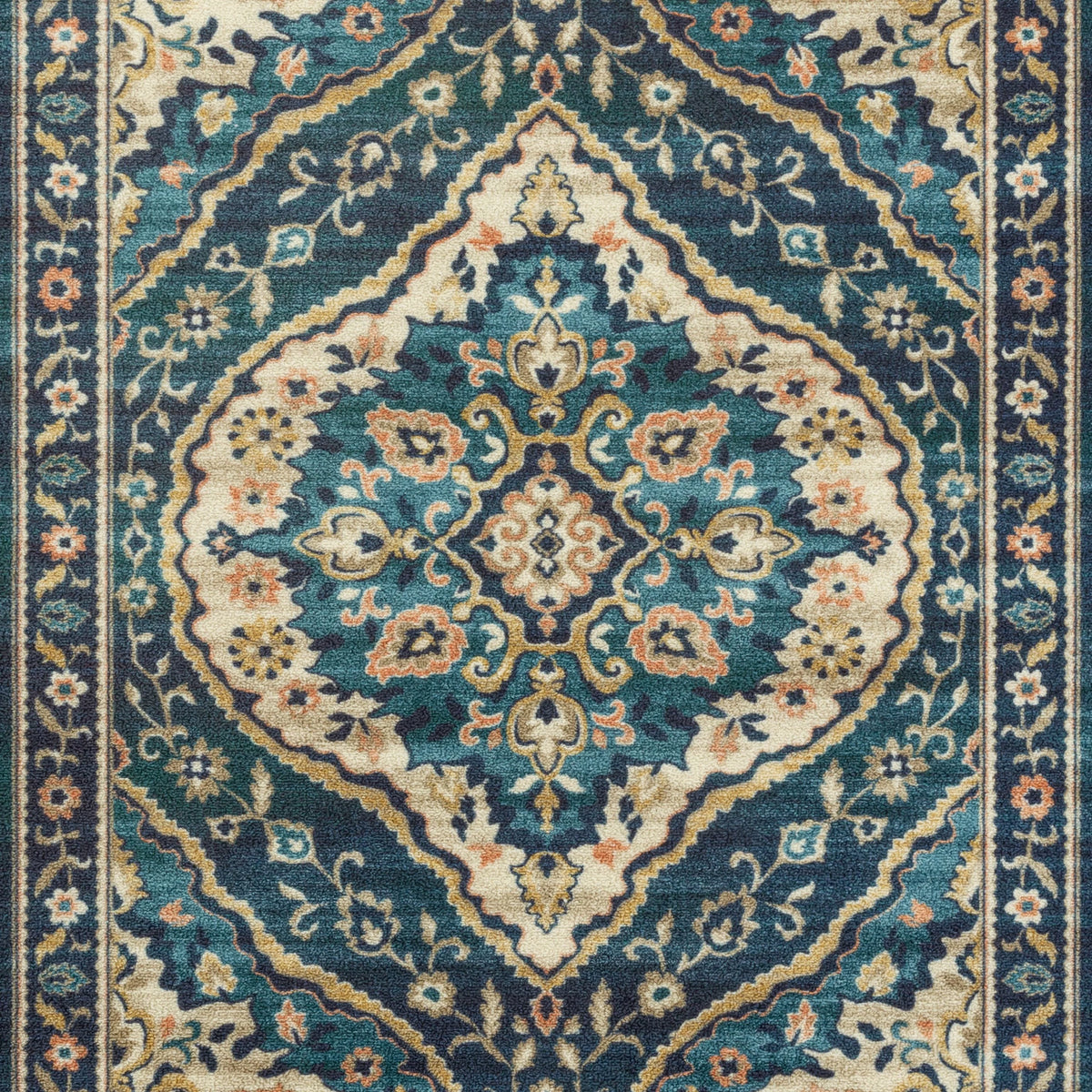 Teal Blue Print Indoor Area Rug, 7' x 10' G78795