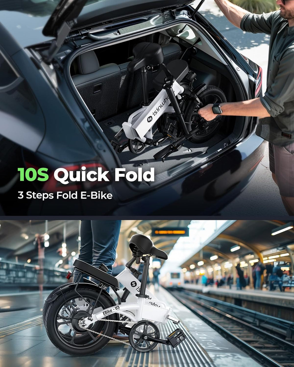 16" Foldable Electric Bike, 500W, 19 MPH, 45 Miles D284498