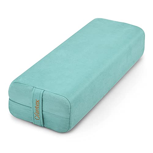 Yoga Bolster Pillow with Carry Handle, Removable Machine Washable Soft Suede Pillowcase Z4589