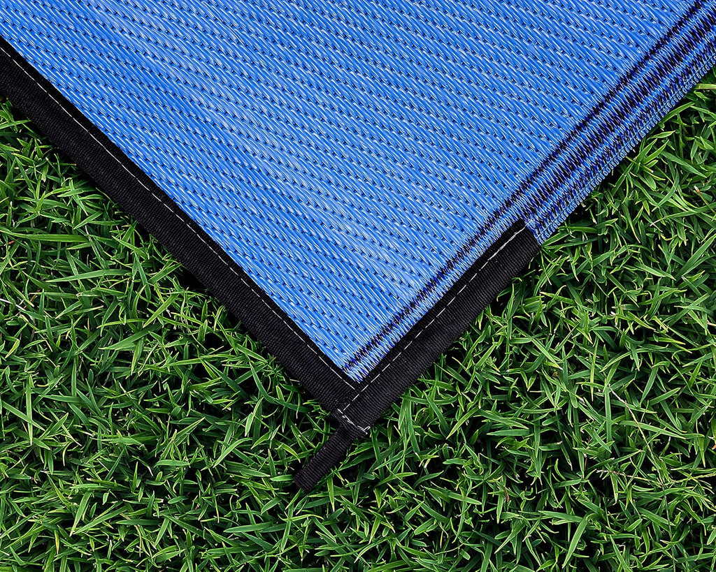 Large Reversible Outdoor Patio Mat 9' x 12' Lattice Blue X64439