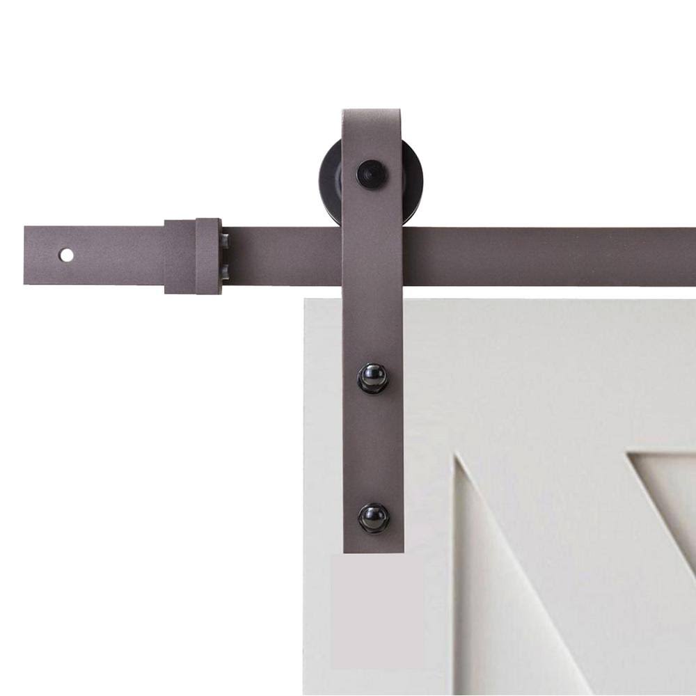 96 in. Antique Bronze Sliding Door Track and Hardware Set V286