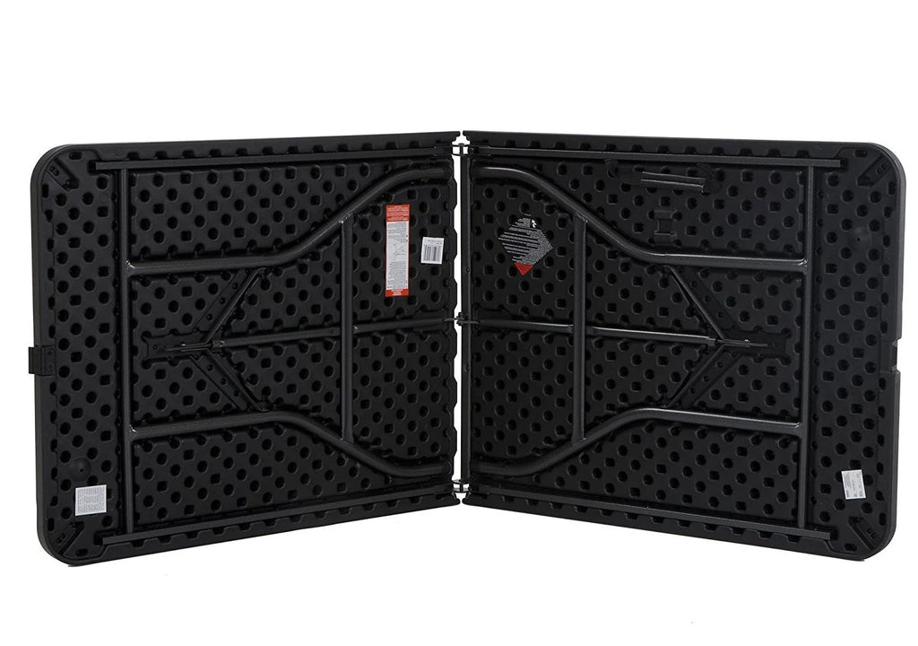 Black 6 Foot x 30 Inch Fold-in-Half Folding Table Q664798