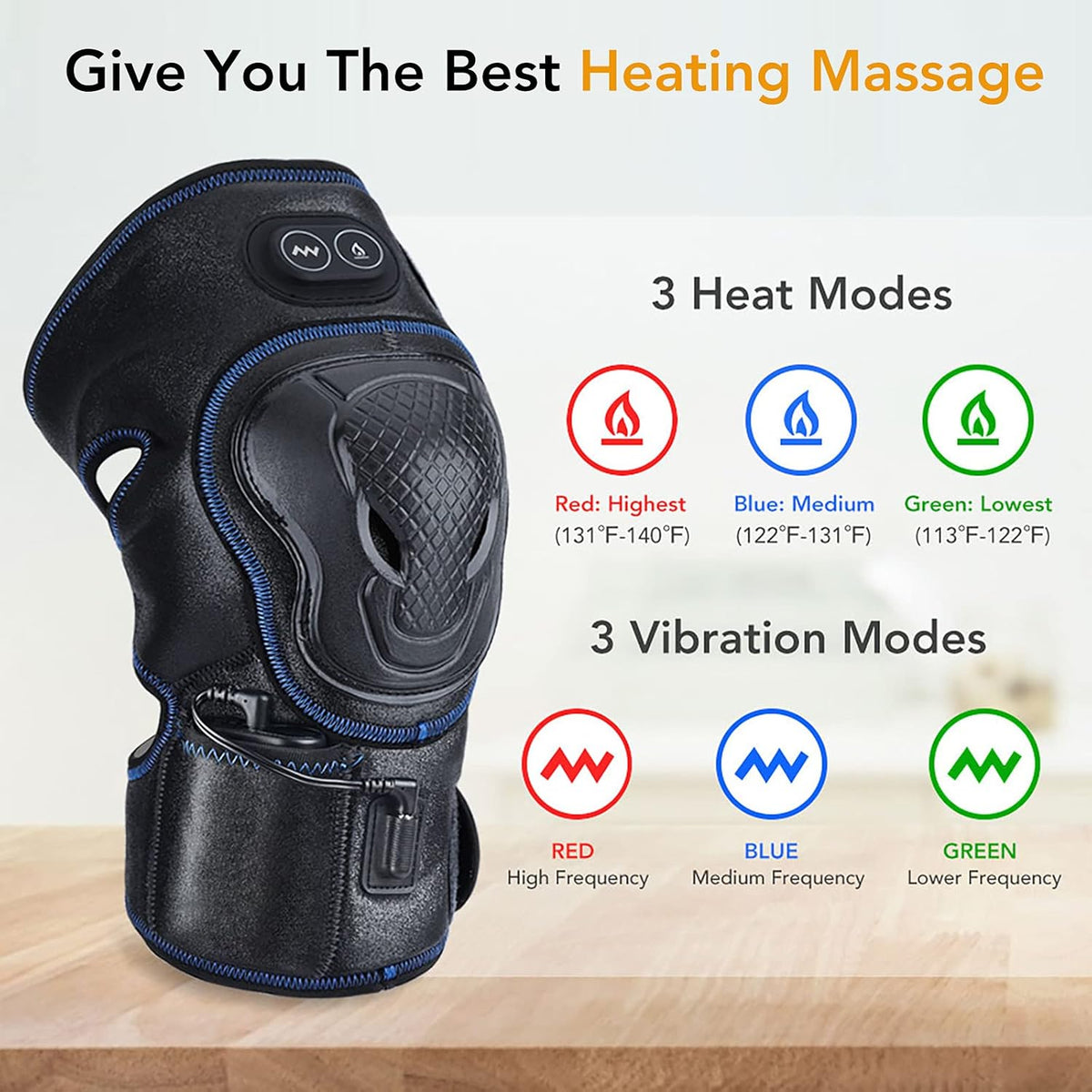 Heated Knee Massager Knee Brace Wrap 1 Pair D4802
