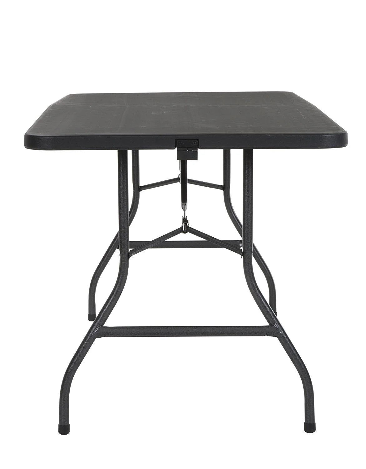 Black 6 Foot x 30 Inch Fold-in-Half Folding Table Q664798