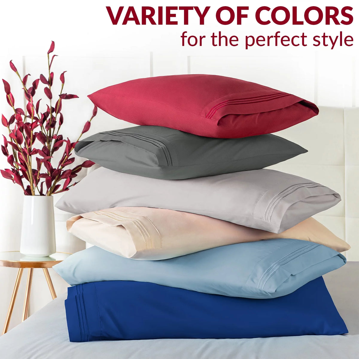 Standard Size Set of 4 Pillow Cases, Royal Blue I785129