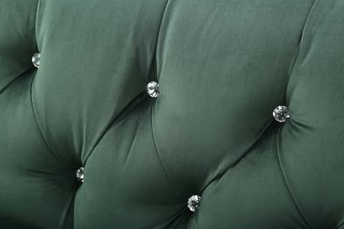 Green Deep Button Tufted Upholstered Sofa with Gold Legs F900