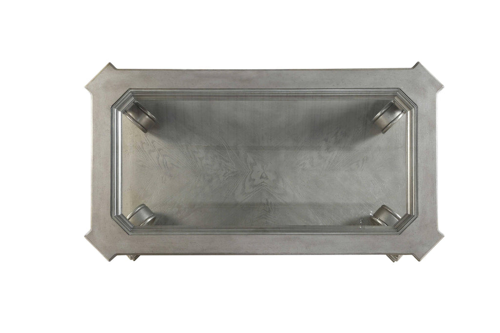 Antique Champagne Clear Glass Wood Coffee Table F1208