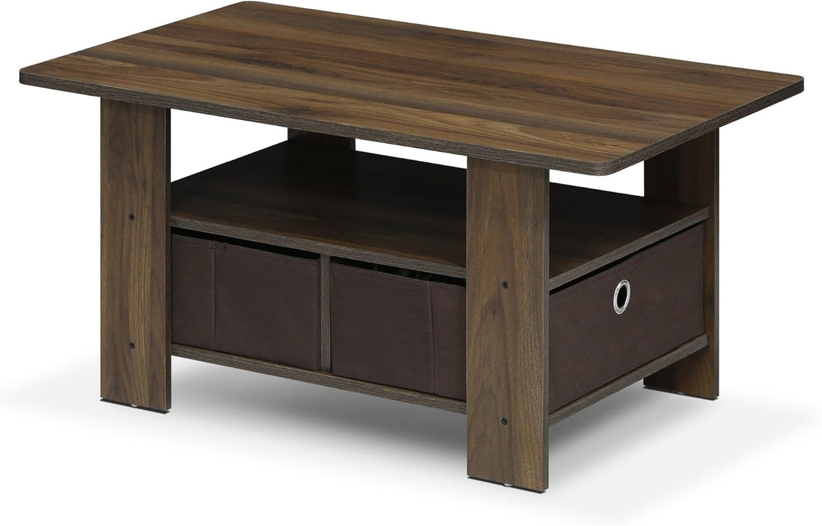 Americano Medium Brown Coffee Table and End Table with Bin Drawer U781671