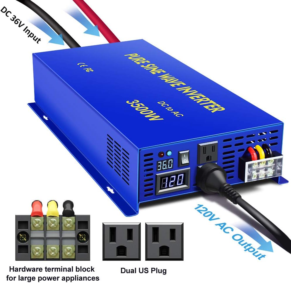 3500W Pure Sine Wave Inverter 36V DC to 120V AC L853644