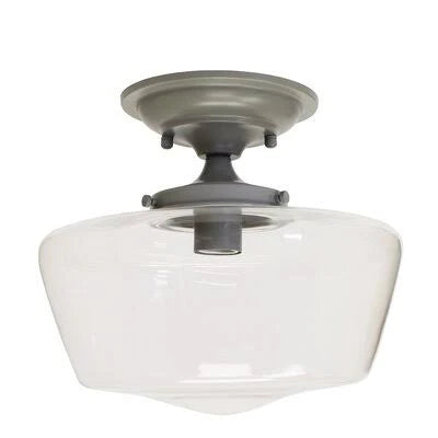 1 Light Gray Clear Glass Semi Flush Mount P5287