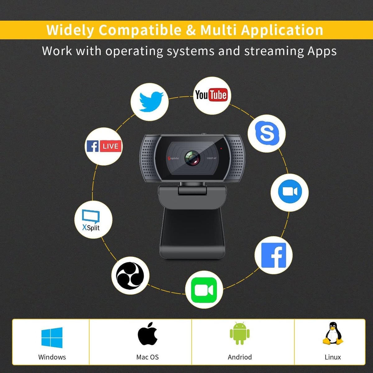 1080P USB Webcam with Microphone A39205