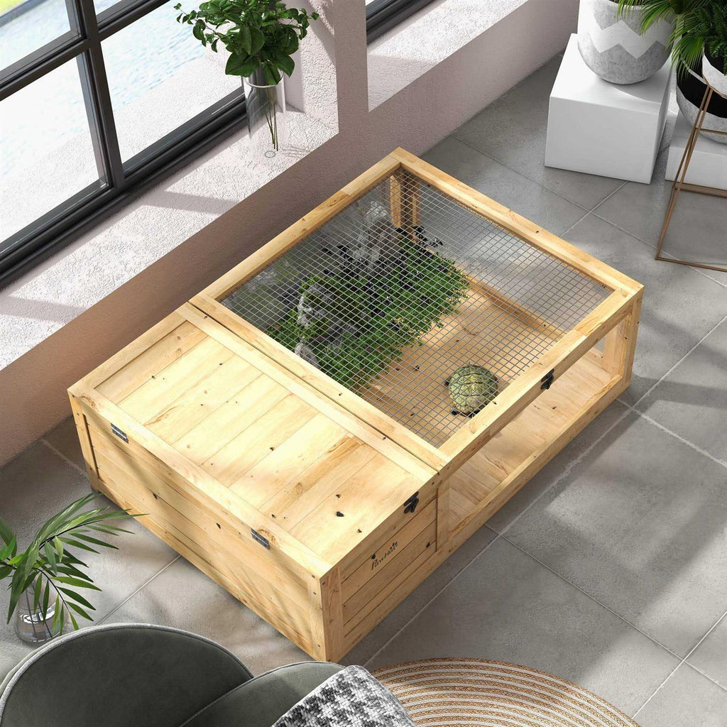 Wooden Tortoise House Turtle Habitat Enclosure Reptile Cage S319