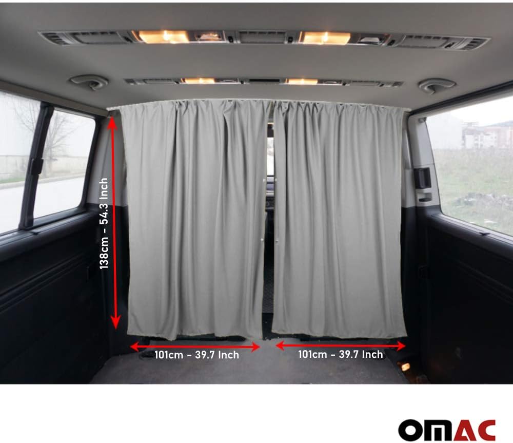 Grey Van Divider Curtains Sunshade Blinds Kit 2 pcs. Curtains 1pcs. Profiles Screws R7261