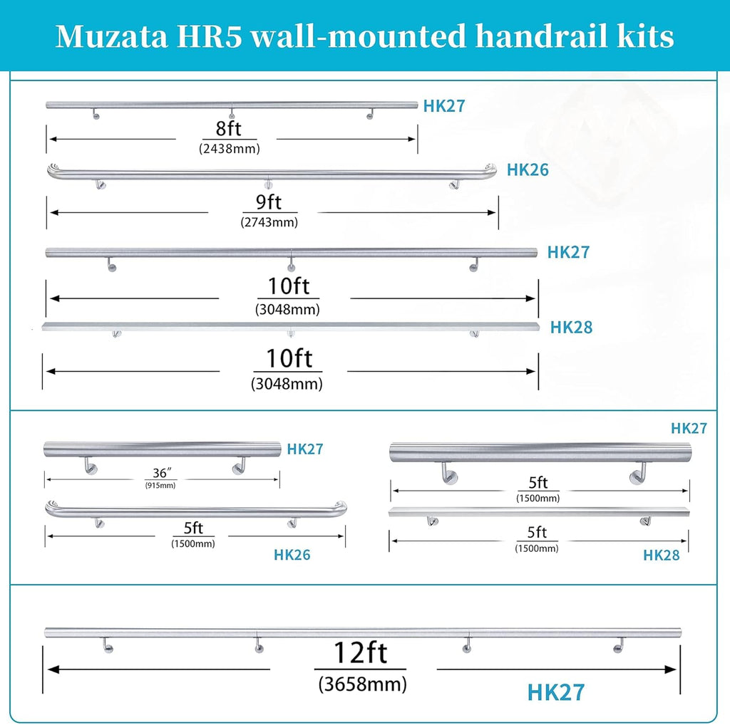 Brushed Stainless Steel Wall Mounted Stair Handrail S653