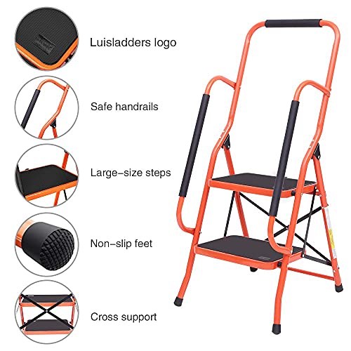 Black 2 Step Folding Ladder with Handrails W639721
