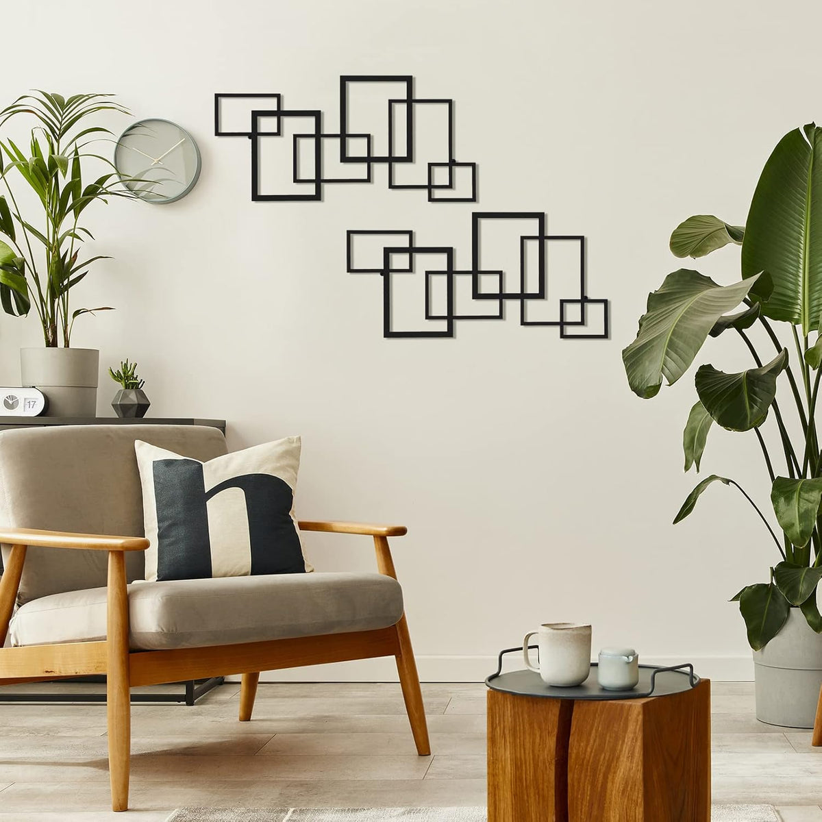 2 Pcs Black Metal Wall Art B8235