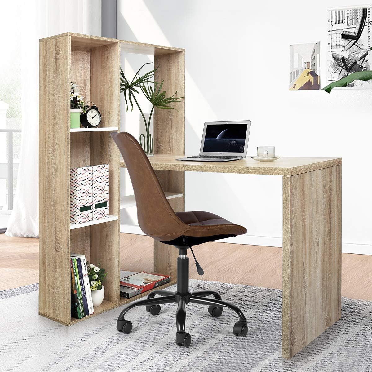 Computer Desk with Drawer 35.4 in Small Wood Desk X7879