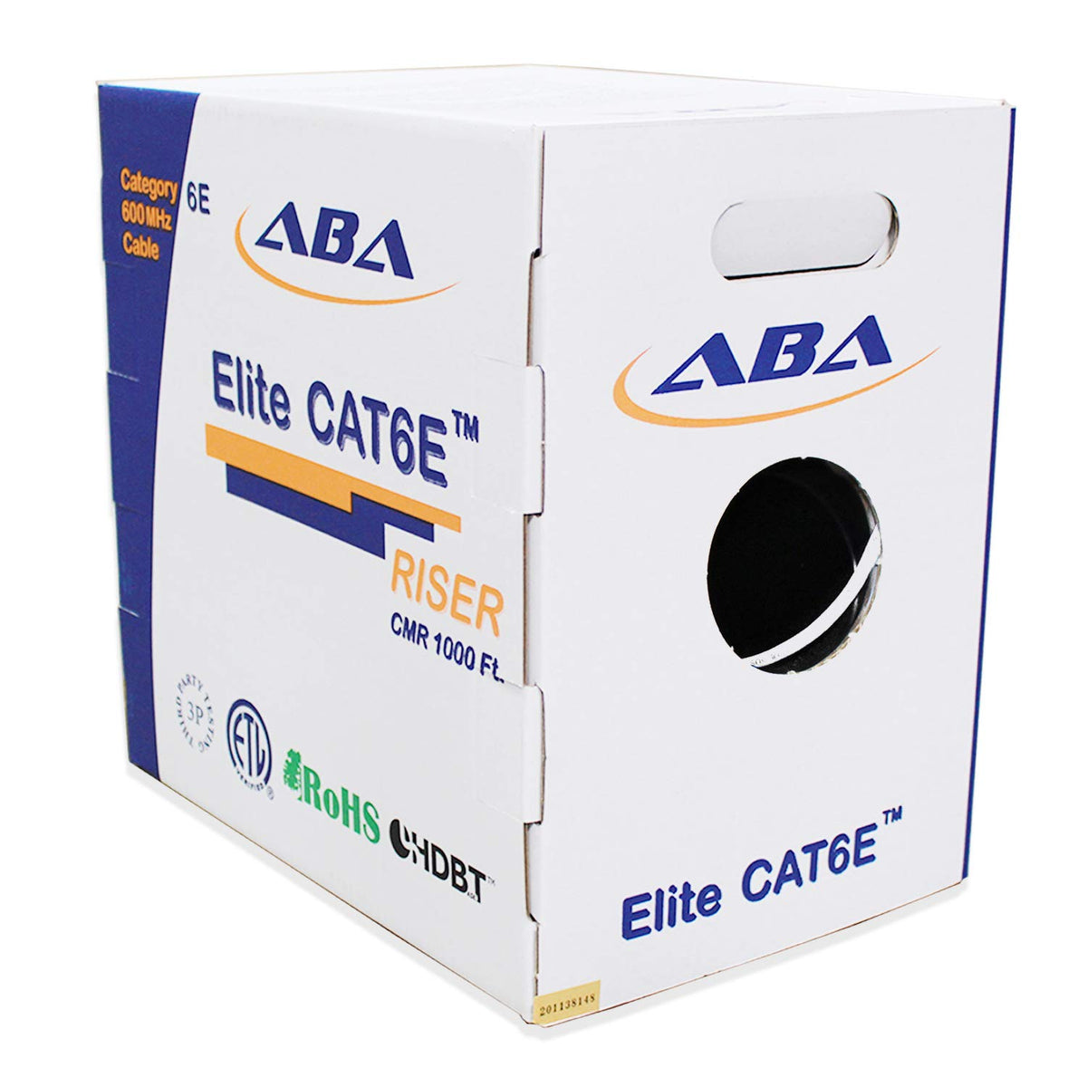 Black 1000ft Cat6 CMR Riser Ethernet Cable P3851