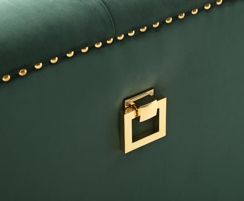 Green Deep Button Tufted Upholstered Sofa with Gold Legs F900