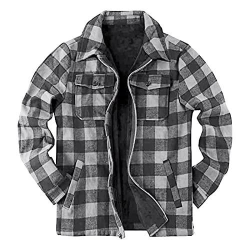 Mens Long Sleeve Sherpa Lined Flannel Shirt Jacket V1577