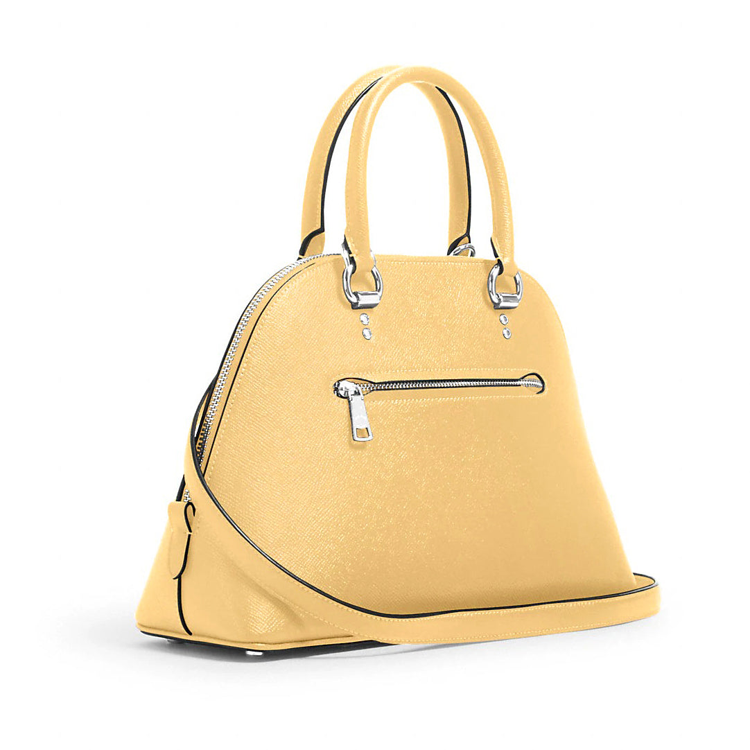 Vanilla Crossgrain Leather Satchel Handbag T6067