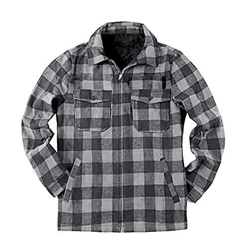 Mens Long Sleeve Sherpa Lined Flannel Shirt Jacket V1577