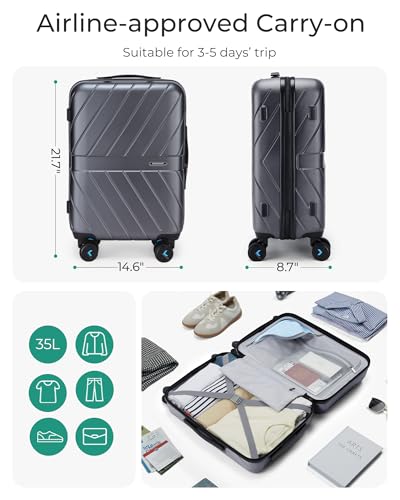 Black 20 inch Polycarbonate Hardside Carry On Luggage M9943