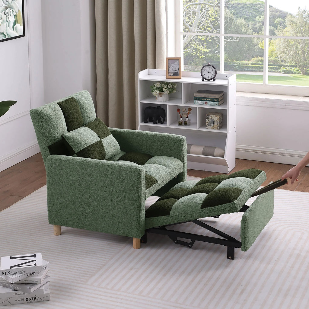 Convertible Sleeper Sofa Chair Bed with Pillow Teddy Fabric C723466