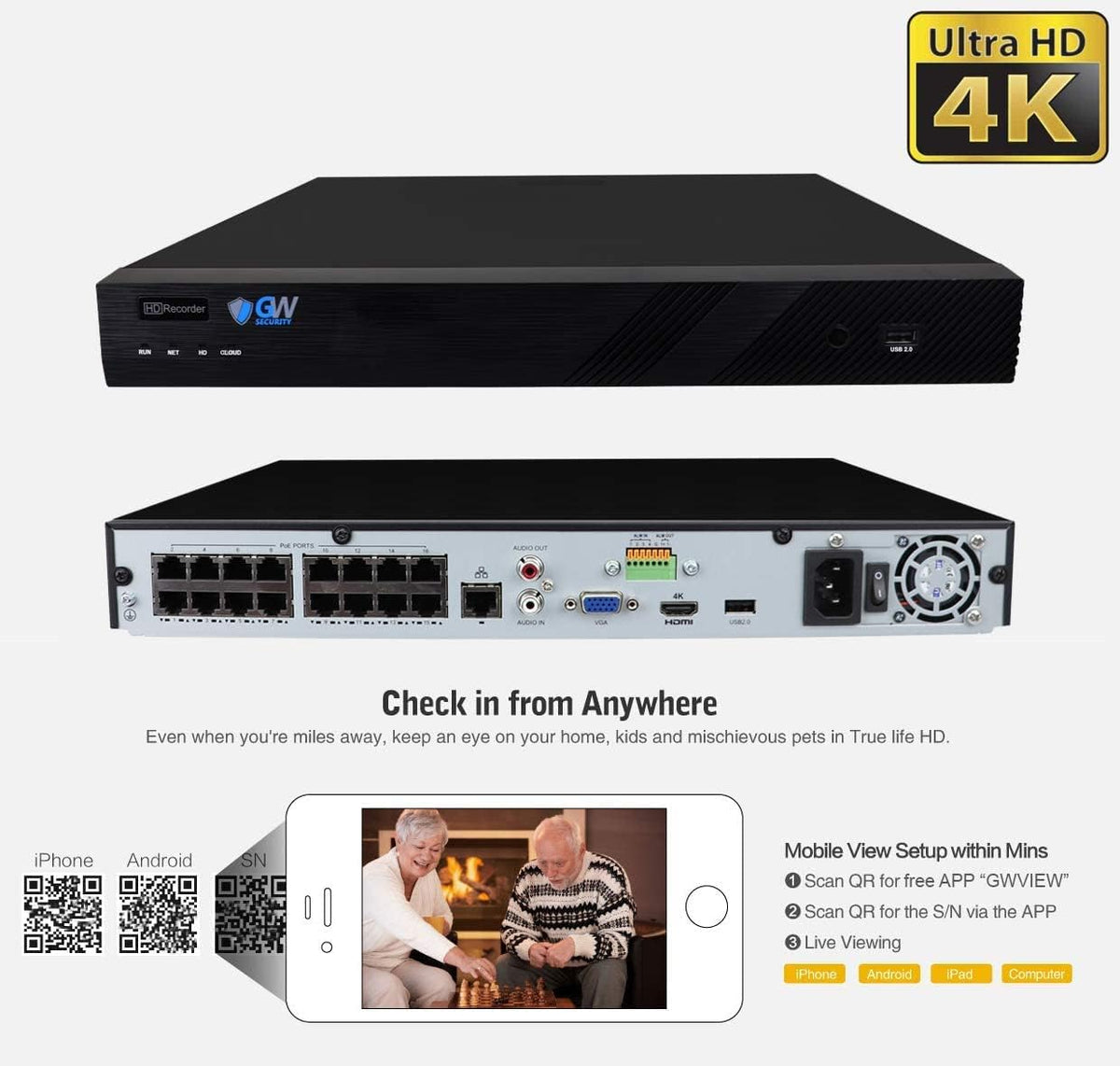 16 Channel 4K NVR 6MP PoE Security Camera System with 16 IP Cameras G3361