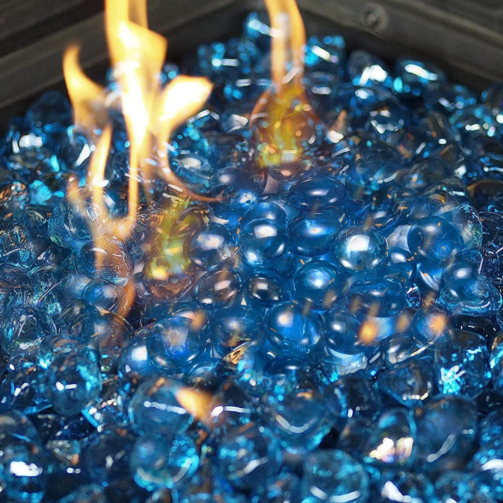 Propane Fire Pit Table 44in 50000BTU Auto-Ignition Smokeless with Cover and Blue Fire Glass Black N995