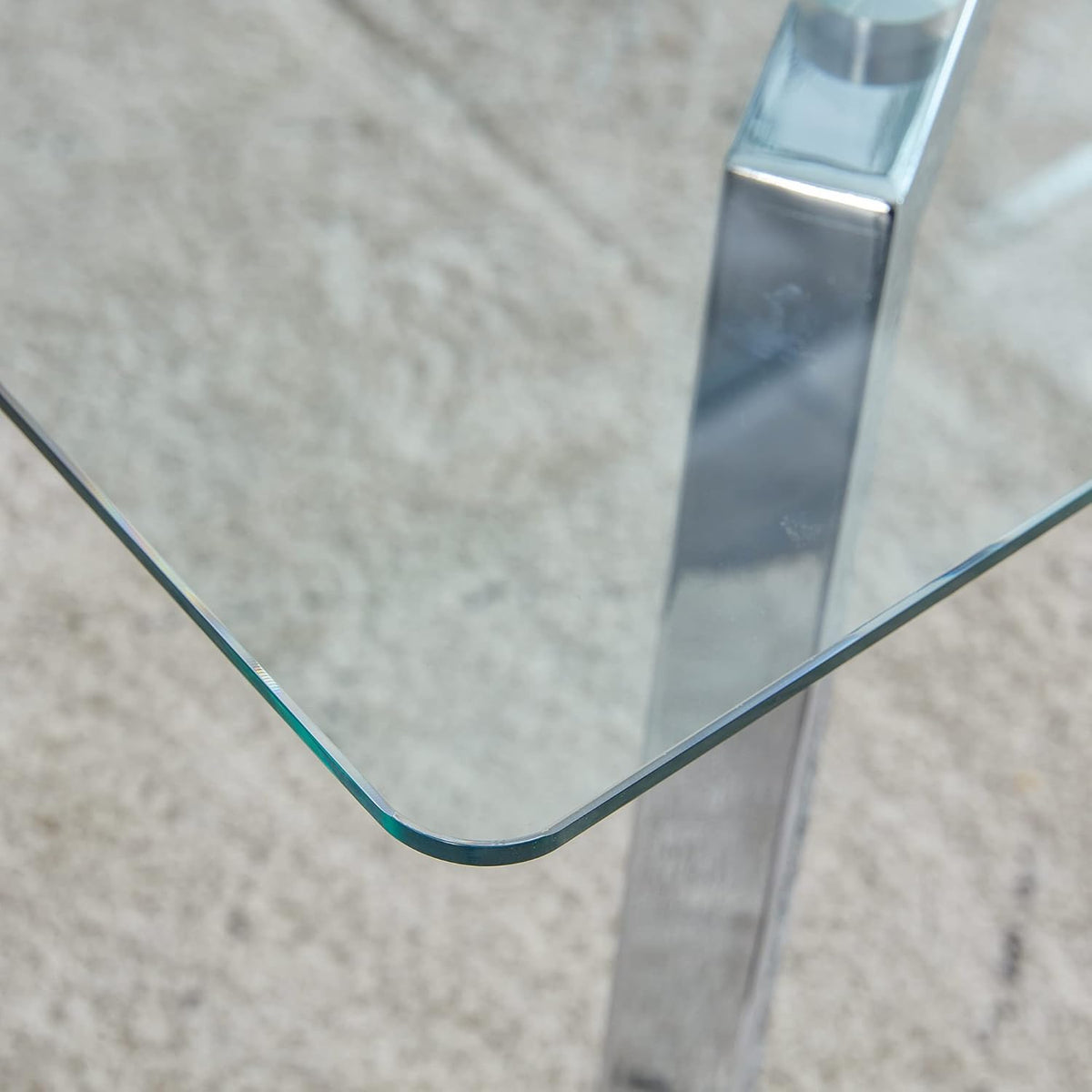 Rectangular Glass Dining Table with Tempered Glass Top and Silver Metal Legs M571408