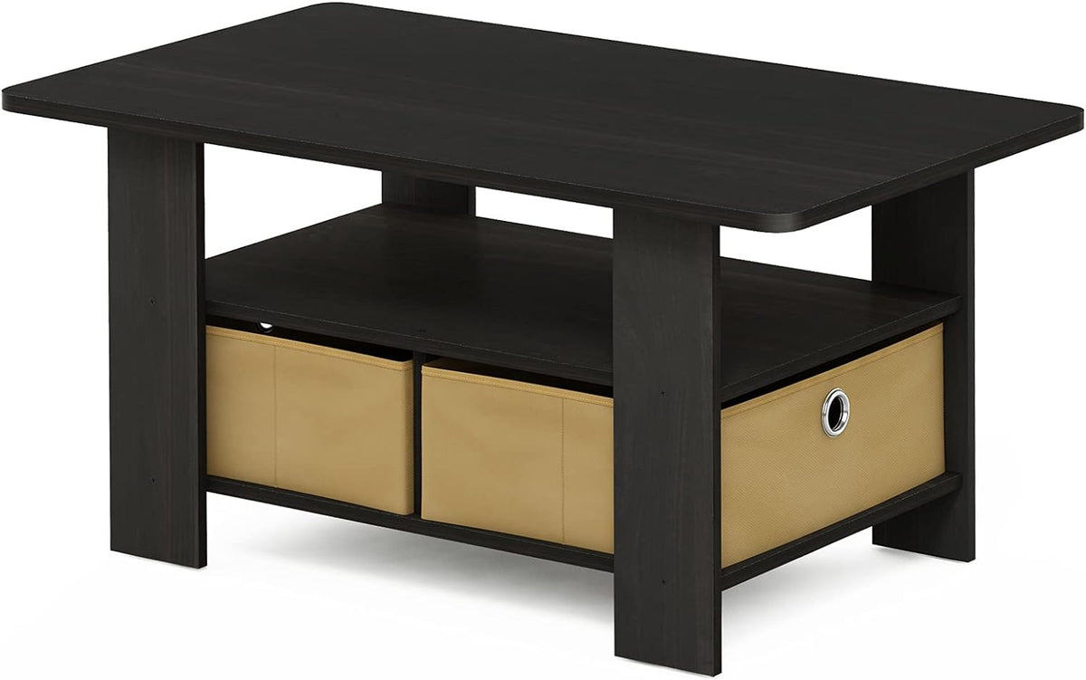 Americano Medium Brown Coffee Table and End Table with Bin Drawer U781671