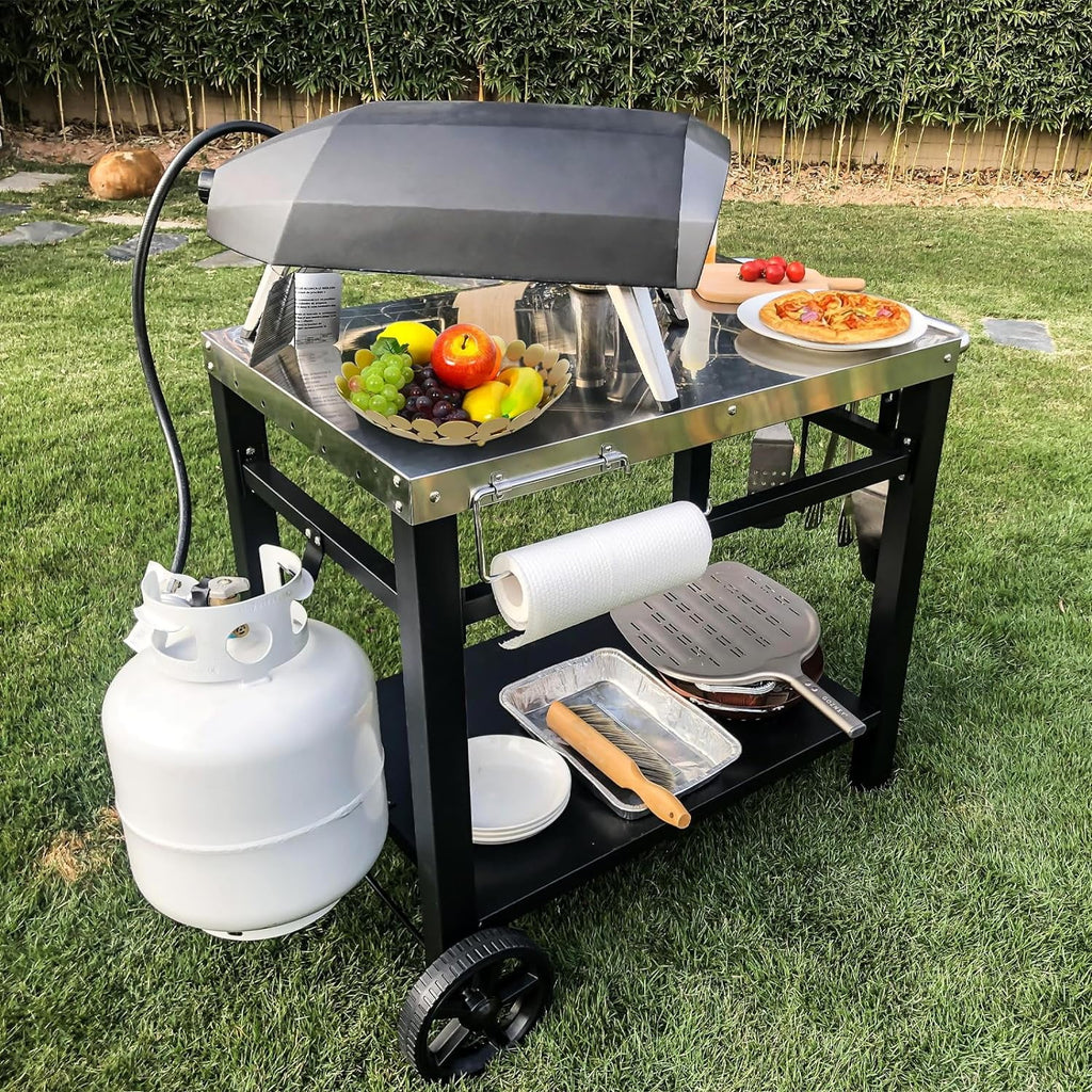 Outdoor Grill Cart Table with Wheels P157