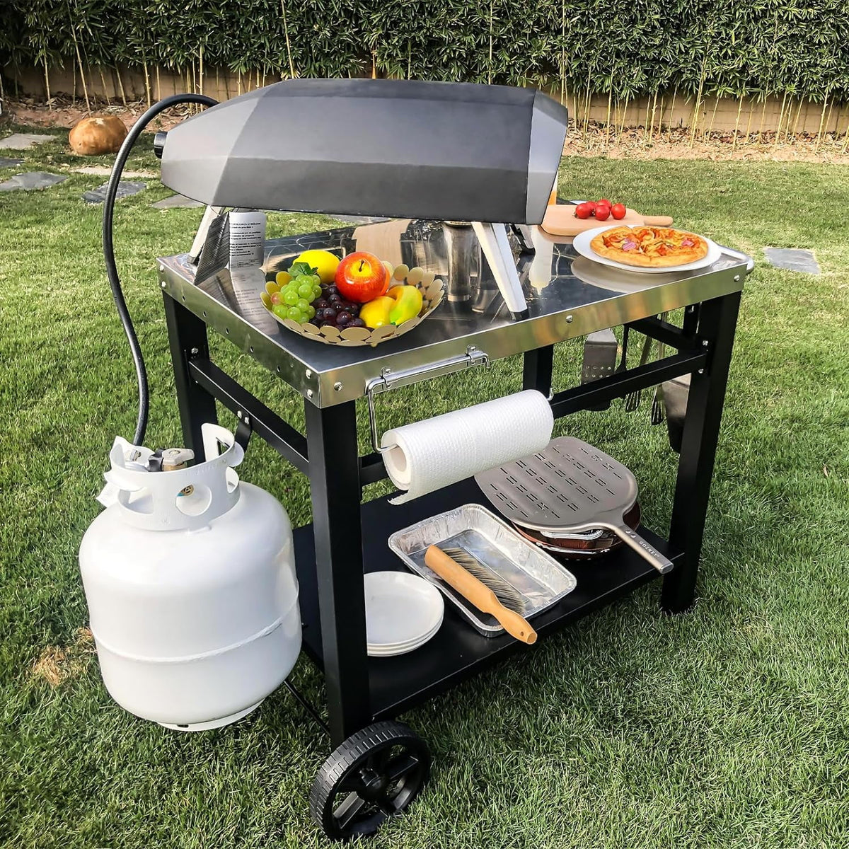 Outdoor Grill Cart Table with Wheels P157
