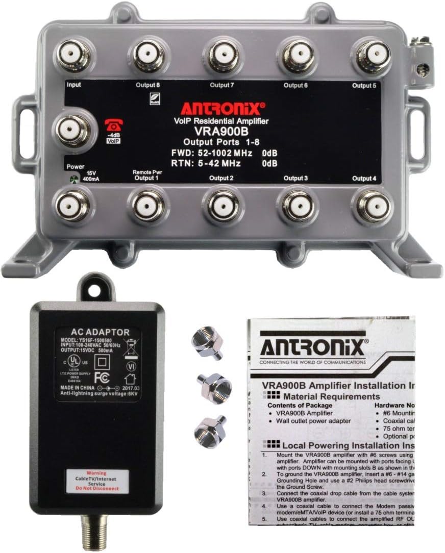 9 Port Bi-Directional Cable TV Splitter Signal Booster Amplifier H785