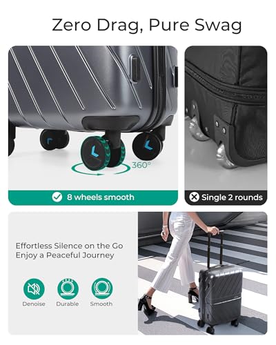 Black 20 inch Polycarbonate Hardside Carry On Luggage M9943