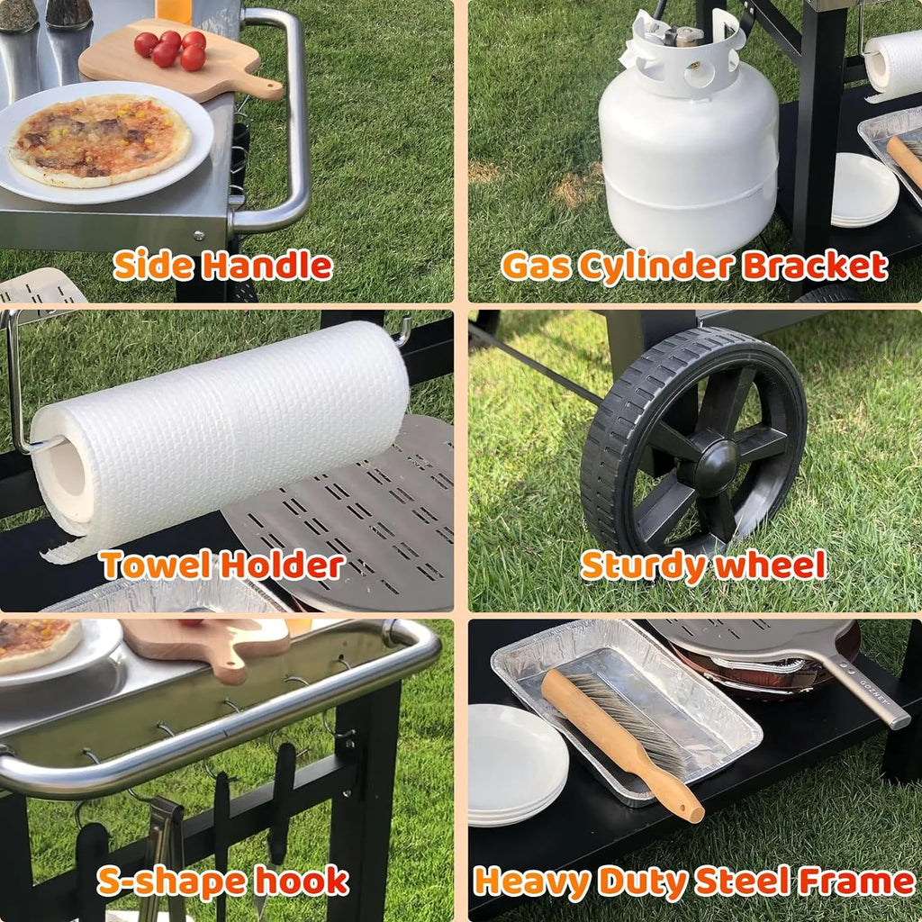 Outdoor Grill Cart Table with Wheels P157