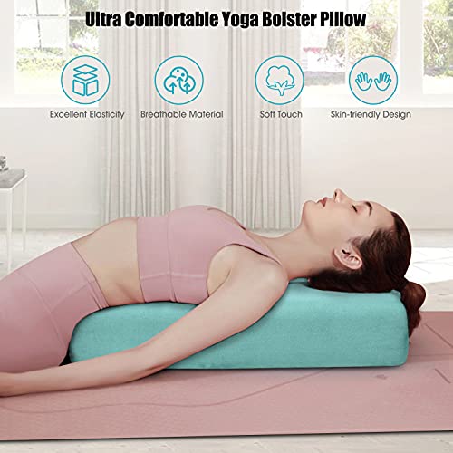 Yoga Bolster Pillow with Carry Handle, Removable Machine Washable Soft Suede Pillowcase Z4589