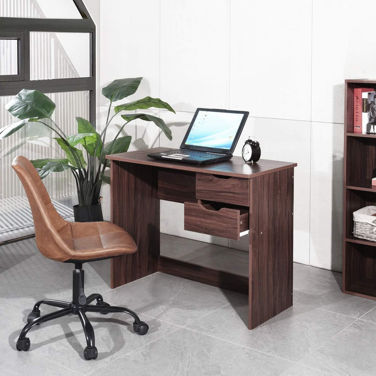 Computer Desk with Drawer 35.4 in Small Wood Desk X7879